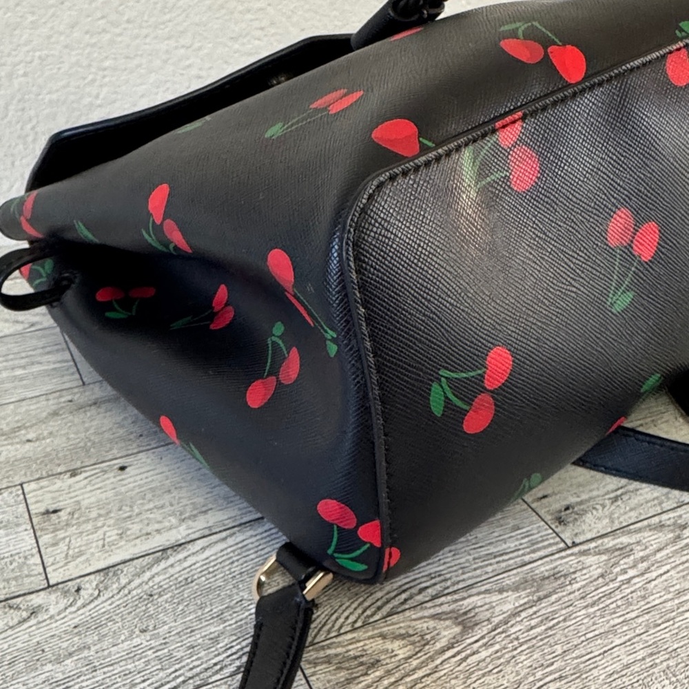 Kate Spade Lizzie Med Flap Tossed Cherry Print Backpack - Picture 6 of 12